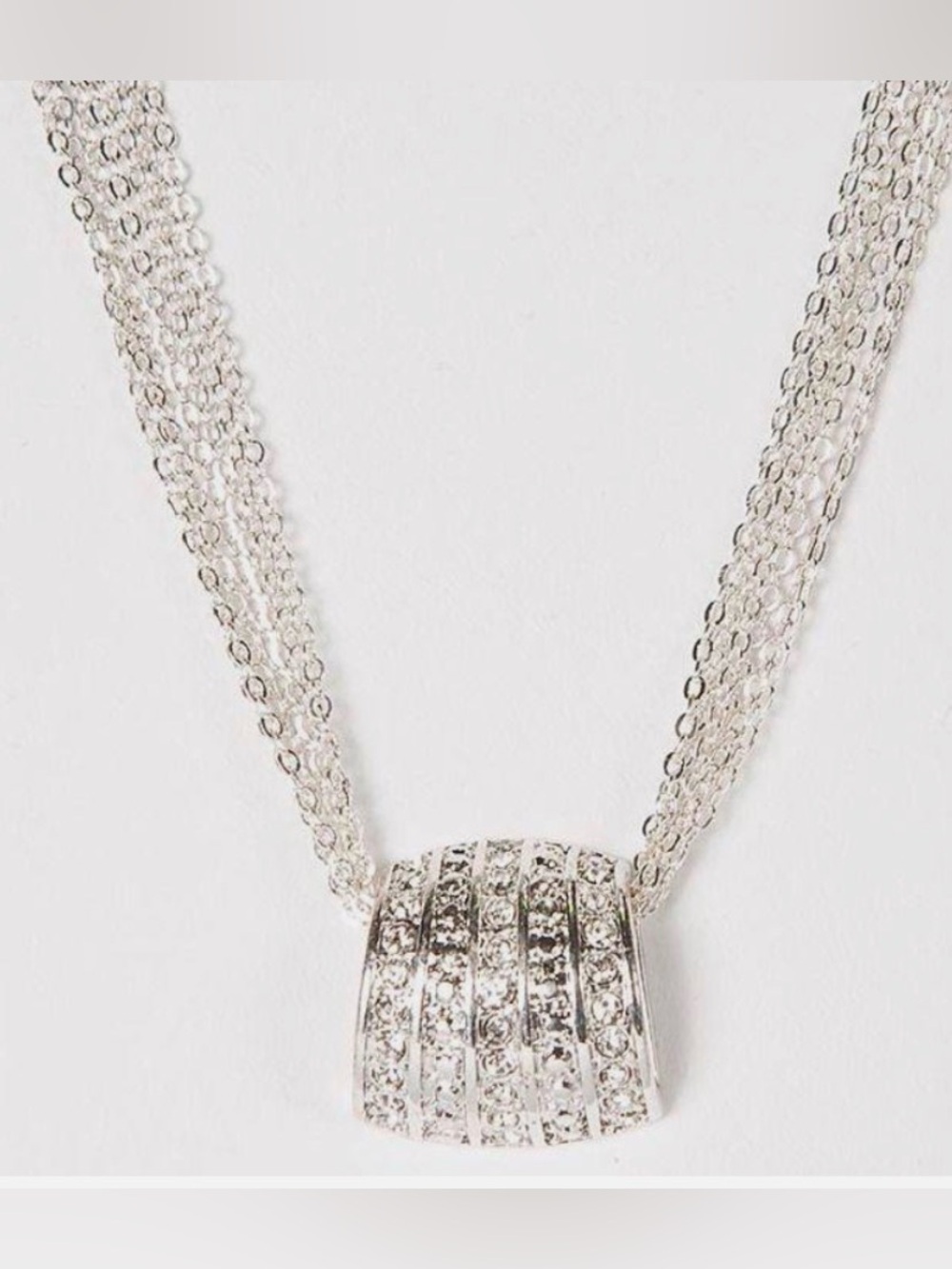 Avon Silver DAY TO NIGHT Faux Diamond Cluster Necklace NEW